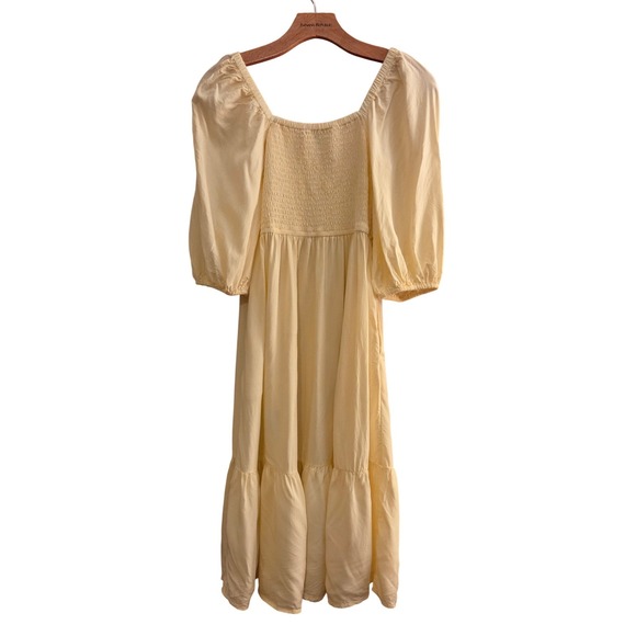 The Drop Lexi Puff-Sleeve Butter Yellow Sweetheart Neck Smock Back Dress Sz XXS - Picture 3 of 9